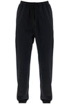 Y-3 wide leg high waist black cotton pants with adjustable drawstring