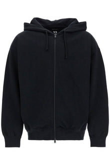  Y-3 black cotton zip hoodie