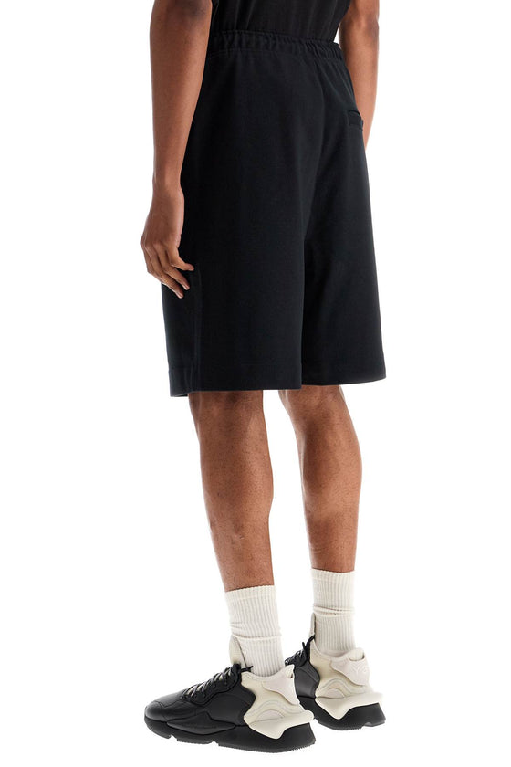 Y-3 high-waisted black cotton sports shorts