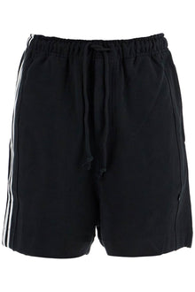  Y-3 black cotton shorts with white stripes