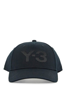  Y-3 black cotton baseball cap with curved brim adjustable