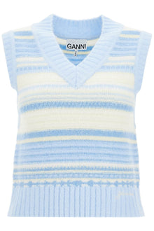  Ganni "soft striped knit vest with a comfortable