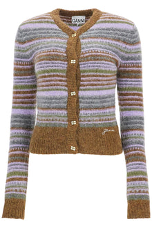  Ganni soft striped cardigan with fluffy