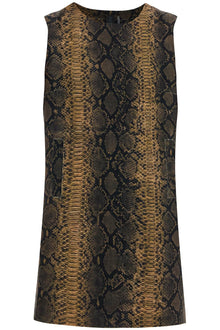  Norma Kamali brown python print sleeveless mini dress