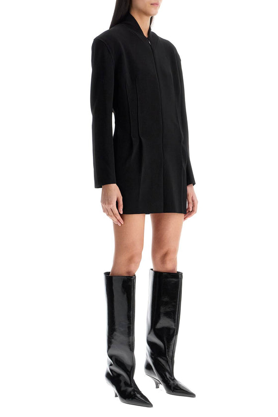 Norma Kamali black mini slim dress with front zip