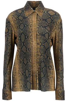  Norma Kamali brown python print long sleeve shirt