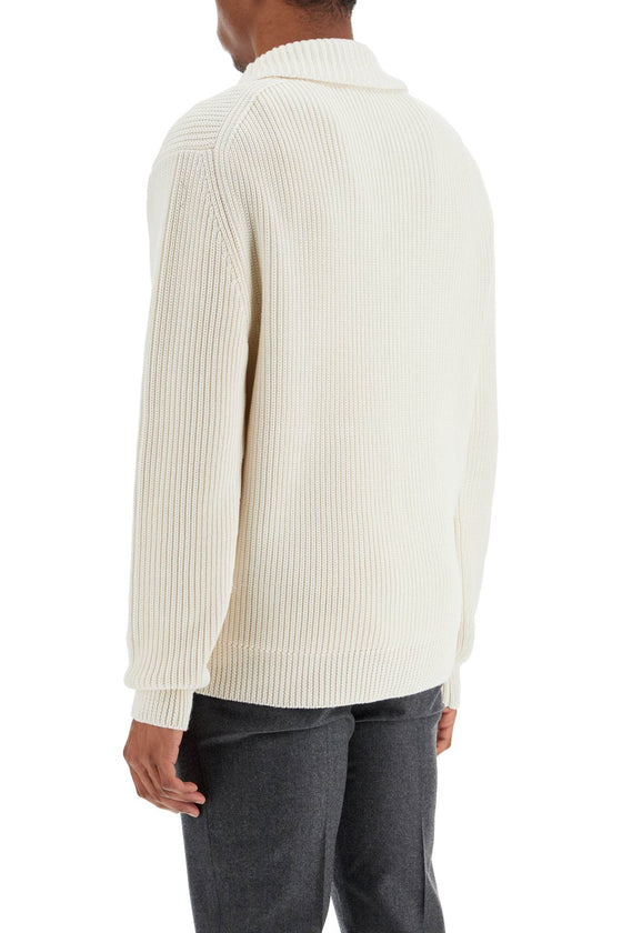 Tom Ford white silk and wool cardigan with shawl collar