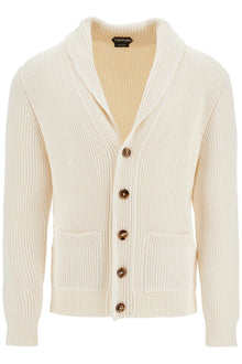  Tom Ford white silk and wool cardigan with shawl collar