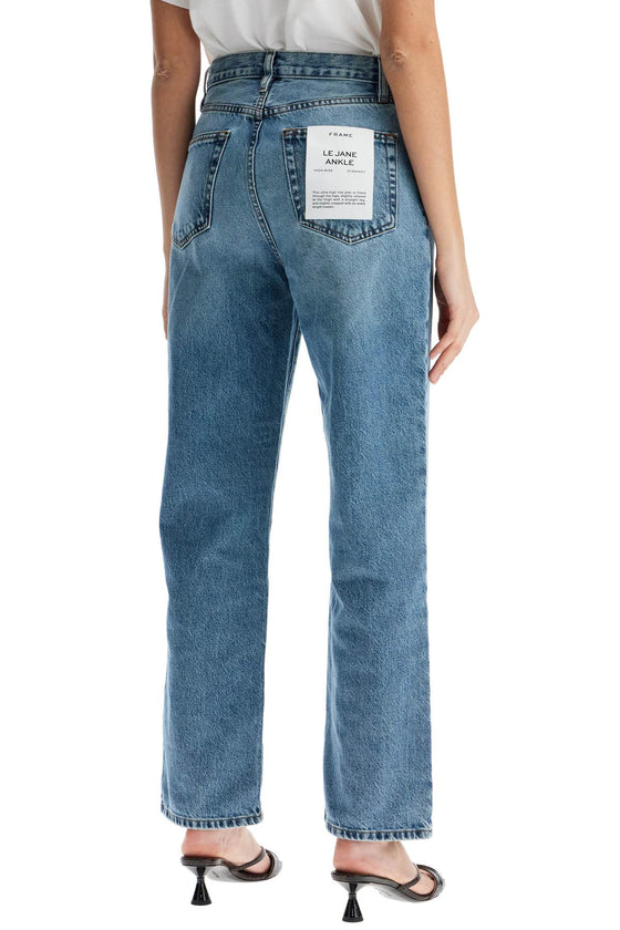 FRAME light blue high-waisted straight ankle jeans le jane