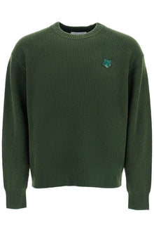  Maison Kitsune ranger green wool and viscose sweater with fox patch