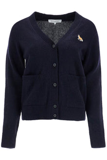  Maison Kitsune oversized blue cardigan 100% wool with fox patch