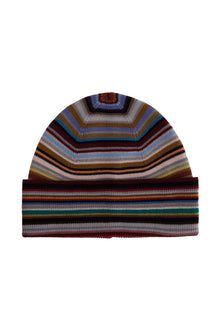  Paul Smith signature stripe virgin wool beanie hat