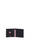 Thom Browne compact black pebble grain leather wallet with fold closure