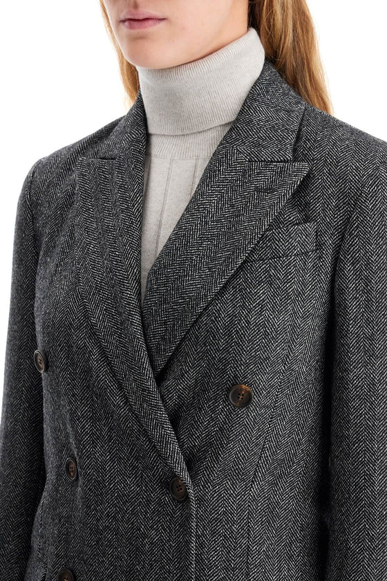 Brunello Cucinelli 'chevron wool carded techno jacket'