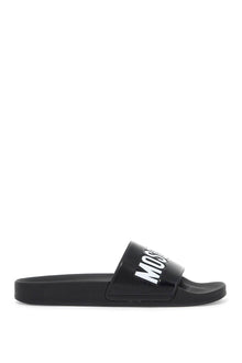  Moschino rubber slides with logo branding