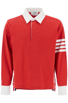  Thom Browne red cotton polo with three stripes