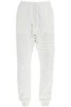 Thom Browne white cotton sweatpants with 4 stripes