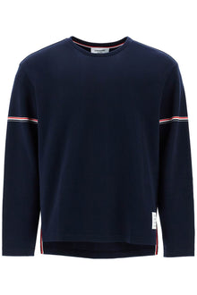  Thom Browne blue cotton rugby t-shirt with red and white stripe