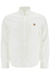 Maison Kitsune men's white cotton shirt with fox embroidery