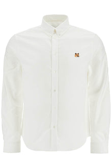  Maison Kitsune men's white cotton shirt with fox embroidery