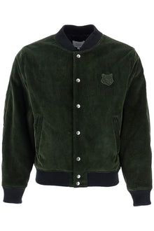  Maison Kitsune ranger green polyester bomber with embroidered logo