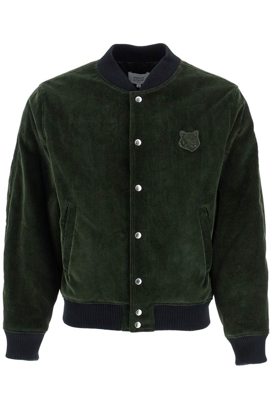 Maison Kitsune ranger green polyester bomber with embroidered logo