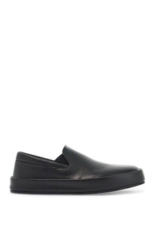  Marsell minimalist black calfskin slip-on slippers with rubber sole