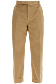  Thom Browne camel cotton chino pants with tricolor ribbon