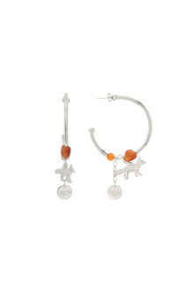  Maison Kitsune fox & beads hoop earrings