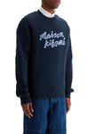 Maison Kitsune navy blue striped cotton sweatshirt