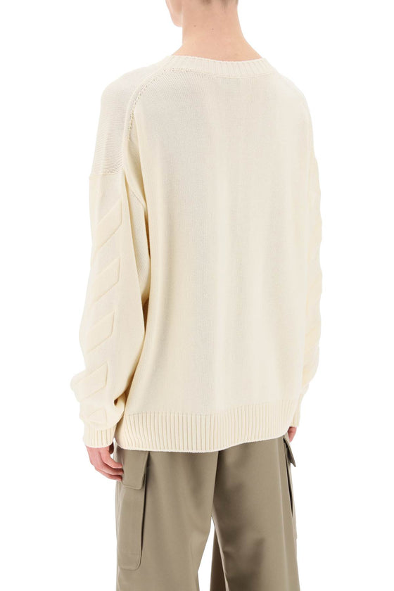 Off-White sweater with embossed diagonal motif