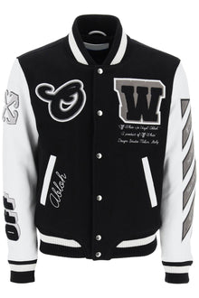  Off-White lea varsity bomber jacket