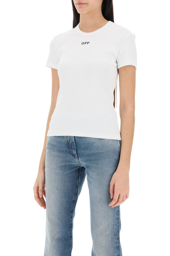 Off White Off-White ribbed t-shirt with off embroidery