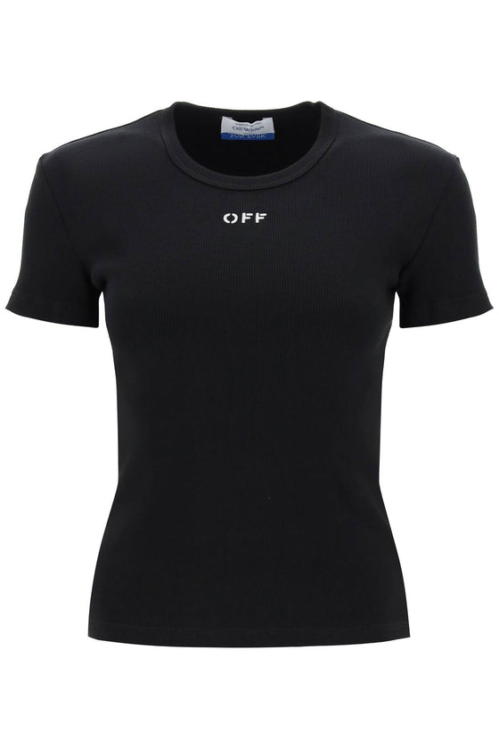 Off White Off-White ribbed t-shirt with off embroidery