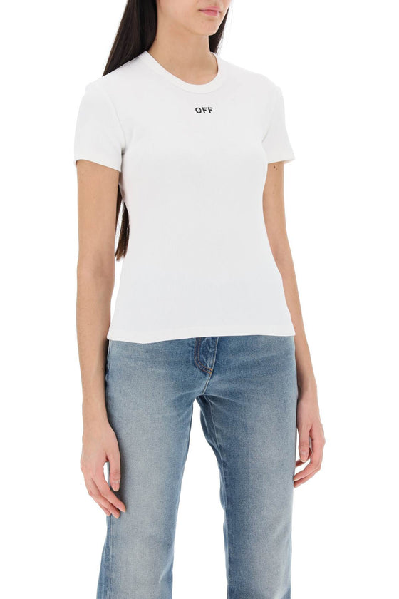 Off White Off-White ribbed t-shirt with off embroidery