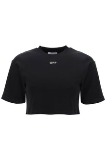  Off-White cropped t-shirt with off embroidery