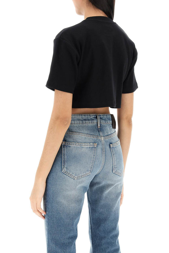 Off-White cropped t-shirt with off embroidery