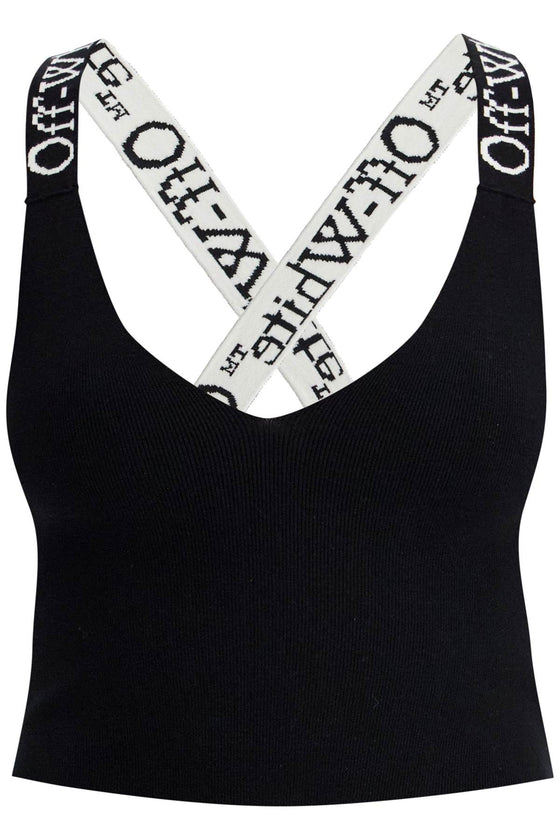 Off-White knitted crop top with branded straps