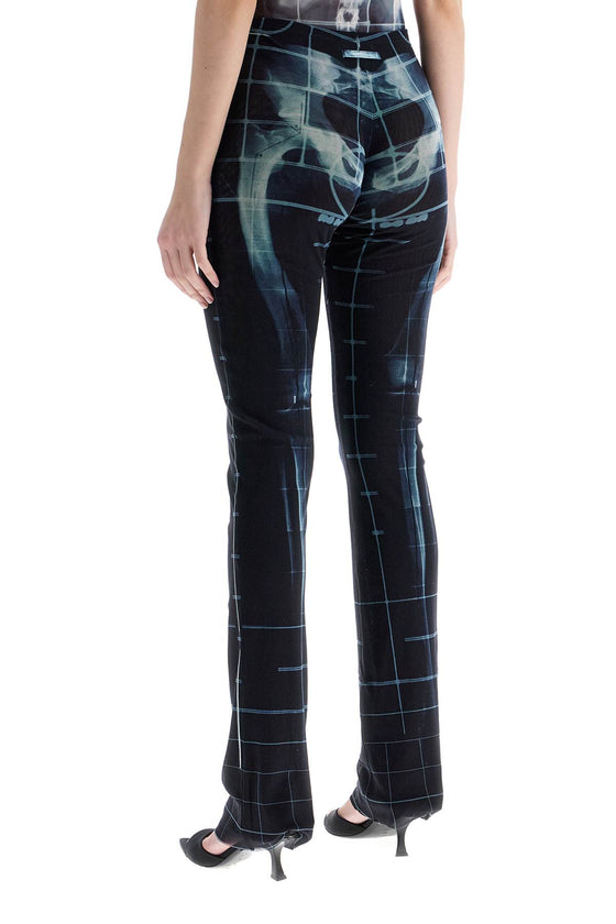 JEAN PAUL GAULTIER black polyamide pants with skeleton print