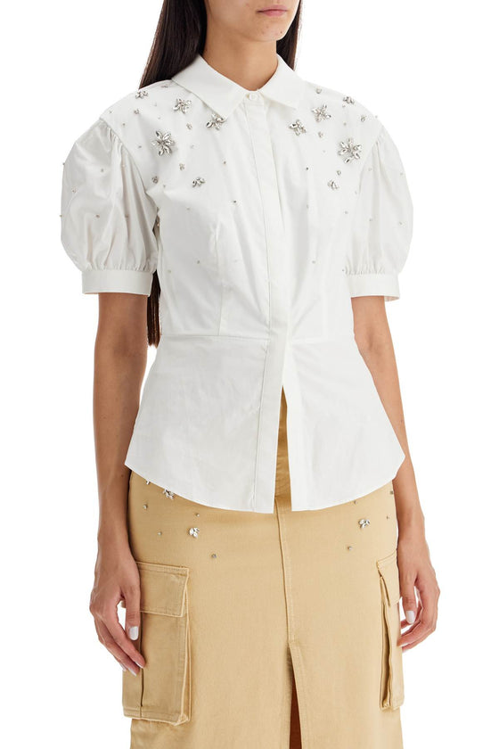 Self-Portrait Self Portrait fitted cotton shirt with tailored