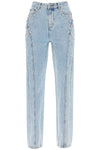 Self Portrait straight jeans with crystals