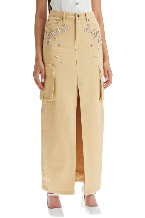 Self-Portrait Self Portrait maxi denim cargo skirt in