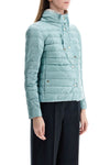 HERNO short puffer jacket in ice blue nylon with metal buttons