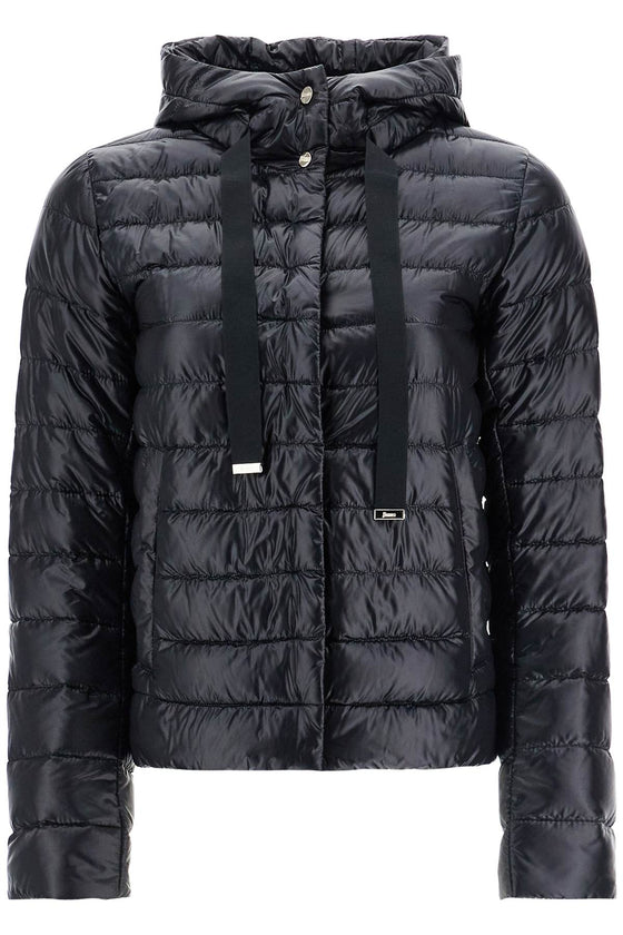 HERNO ultra-lightweight black nylon down jacket with hood