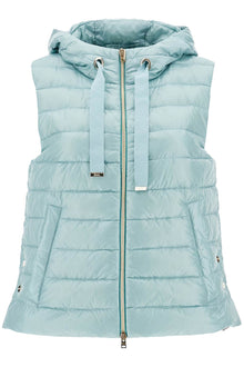  HERNO light blue quilted nylon gilet with hood