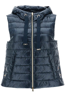  HERNO men's dark blue polyamide gilet with hood