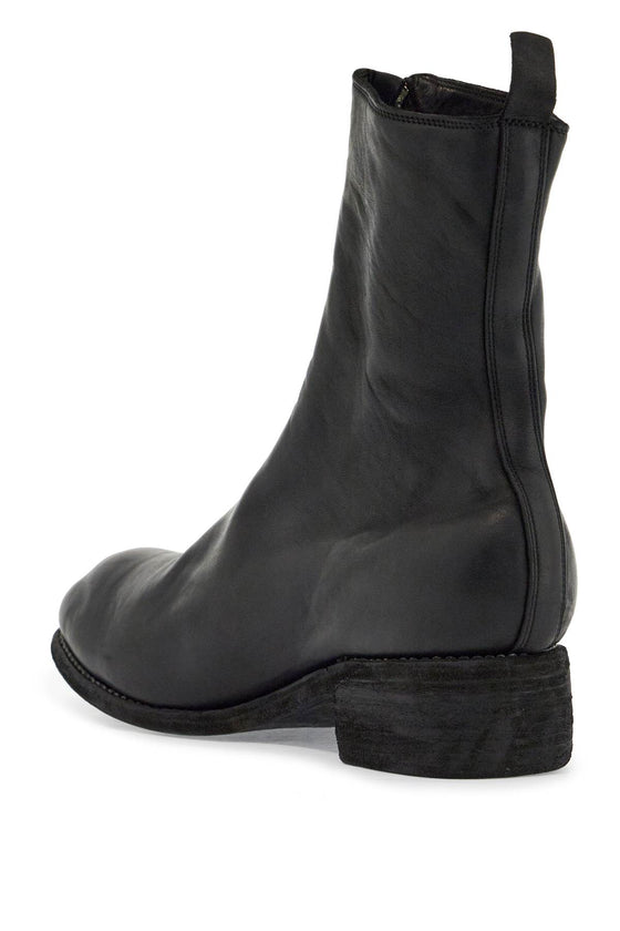 Guidi black horse and calf leather boots with side zip