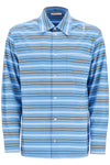 Marni light blue cotton turtleneck polo with horizontal stripes