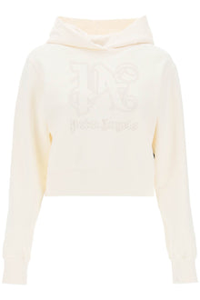  Palm Angels cropped hoodie with monogram embroidery