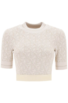  Palm Angels monogram cropped top in lurex knit